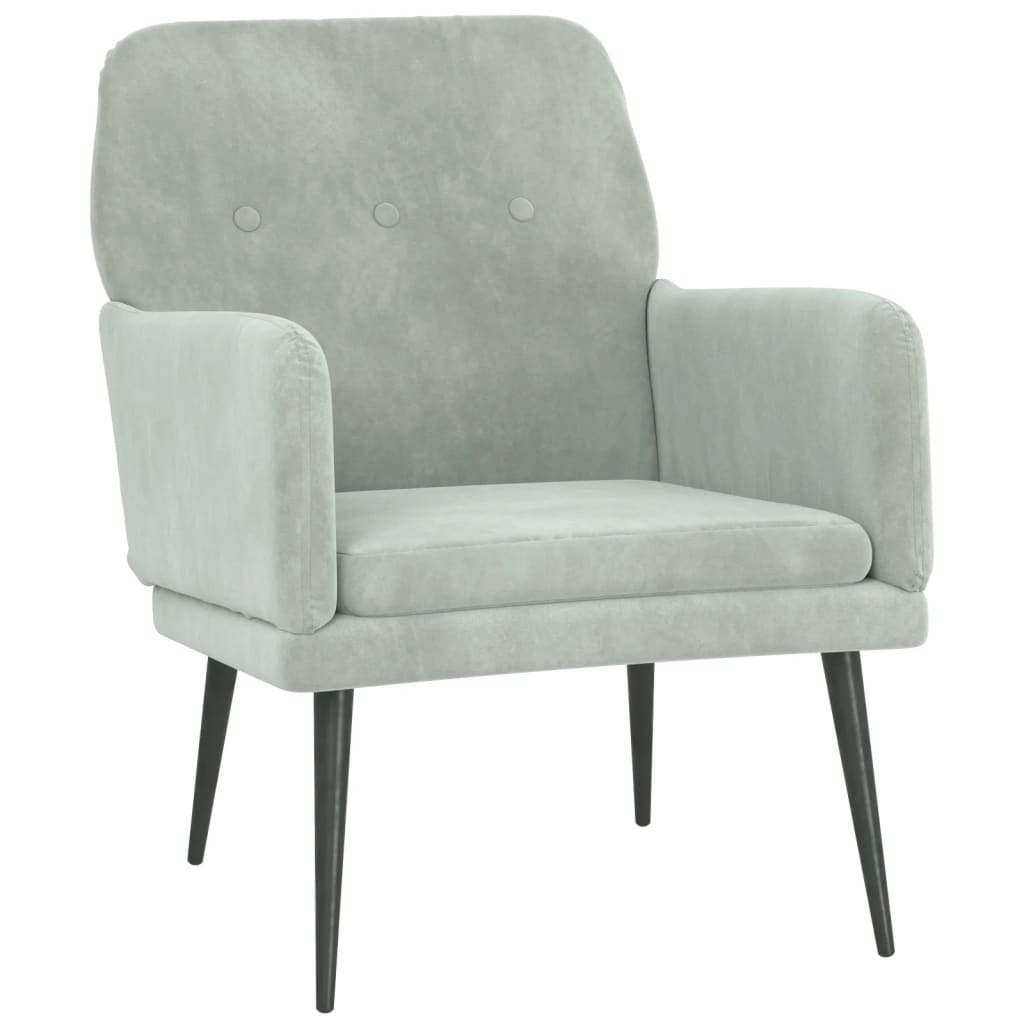 vidaXL Fotel, jasnoszary, 62x79x79 cm, obity aksamitem
