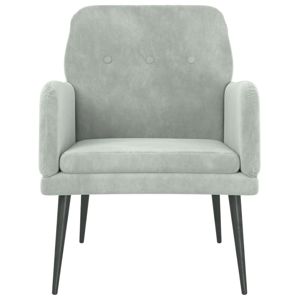 vidaXL Fotel, jasnoszary, 62x79x79 cm, obity aksamitem
