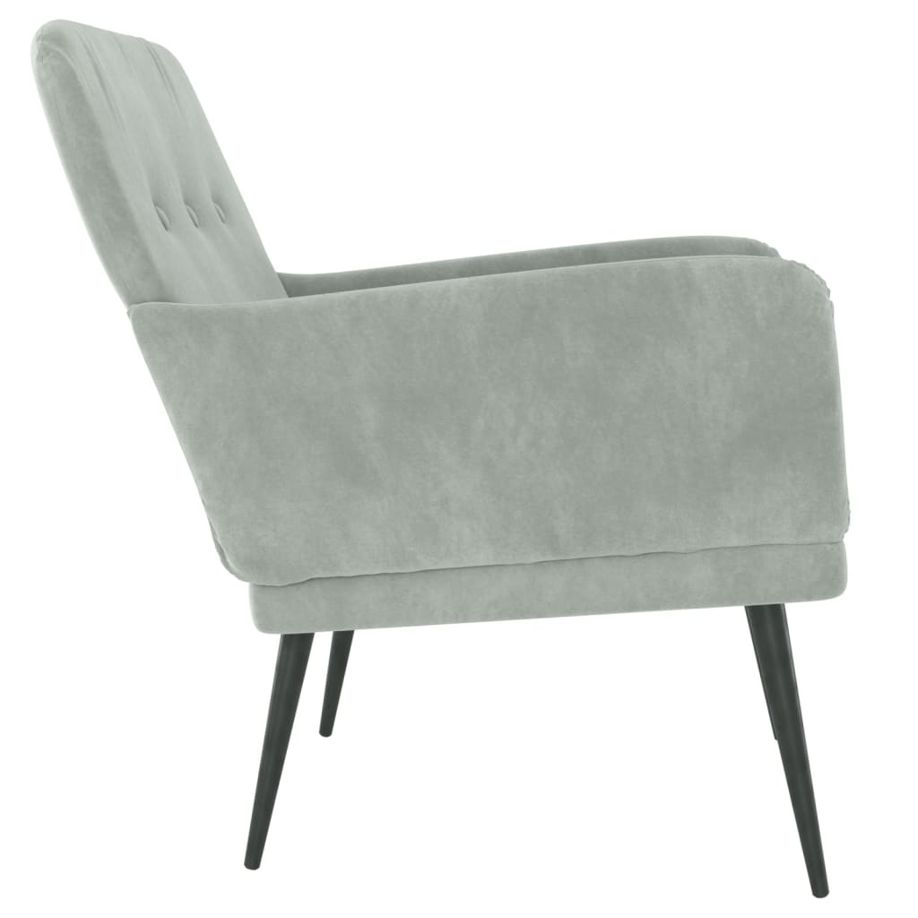 vidaXL Fotel, jasnoszary, 62x79x79 cm, obity aksamitem