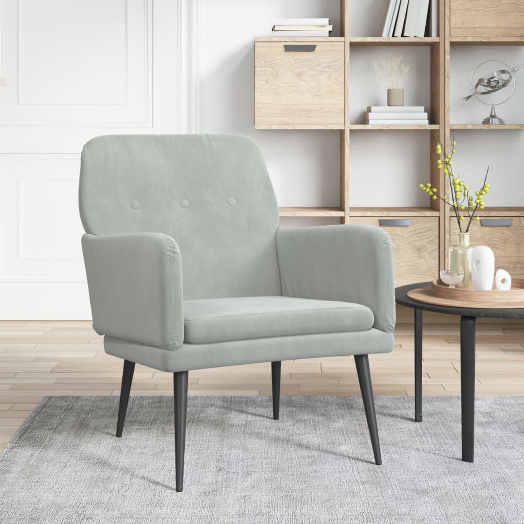 vidaXL Fotel, jasnoszary, 62x79x79 cm, obity aksamitem