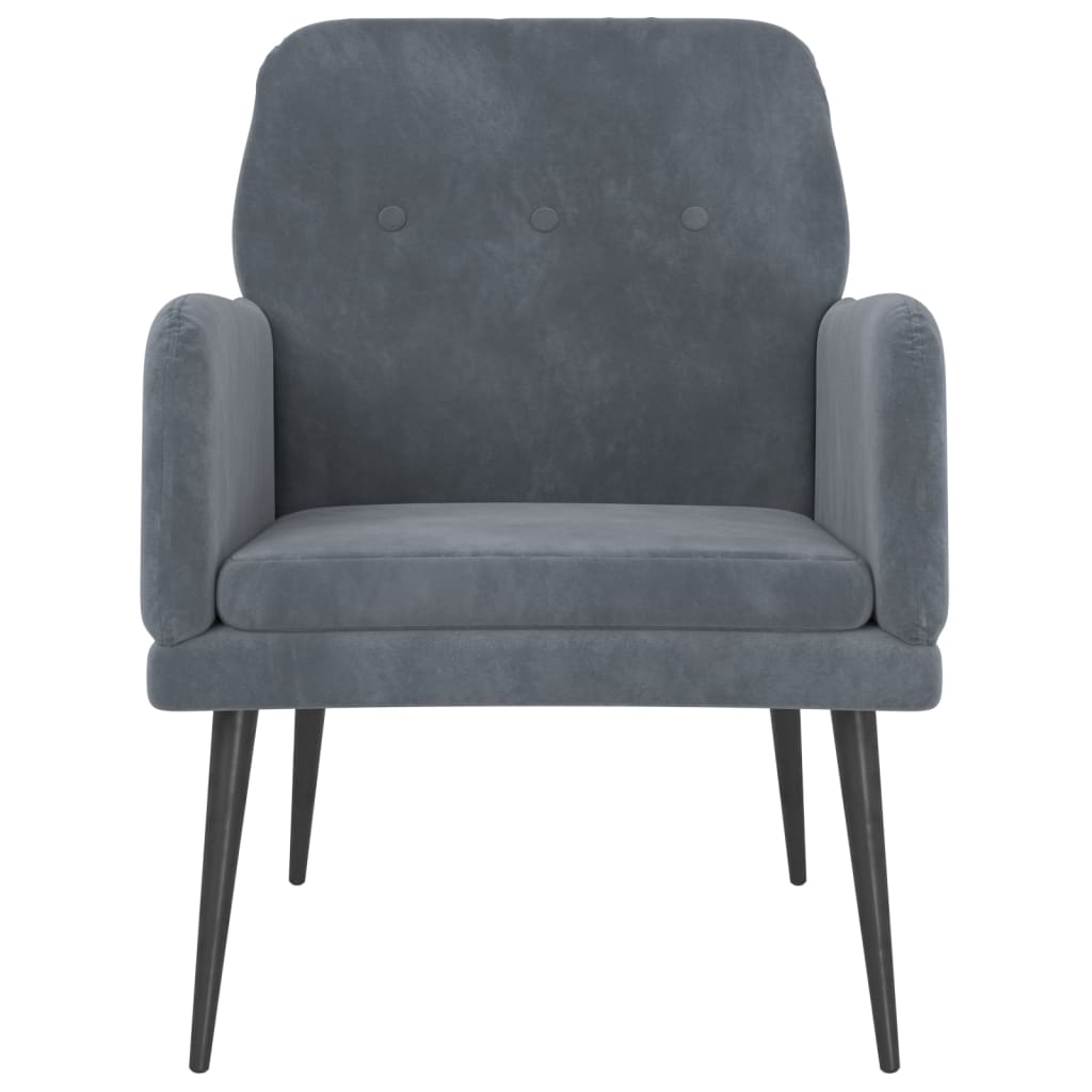 vidaXL Fotel, ciemnoszary, 62x79x79 cm, obity aksamitem