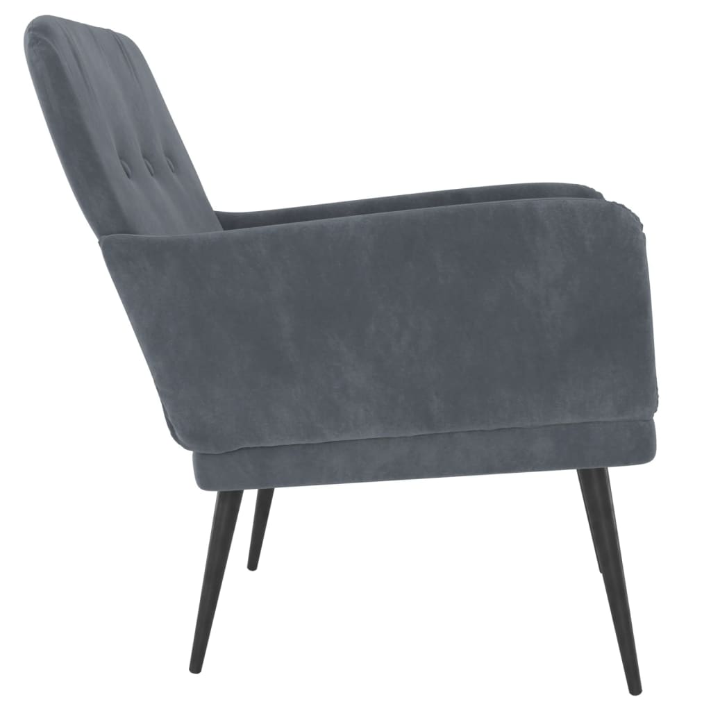 vidaXL Fotel, ciemnoszary, 62x79x79 cm, obity aksamitem