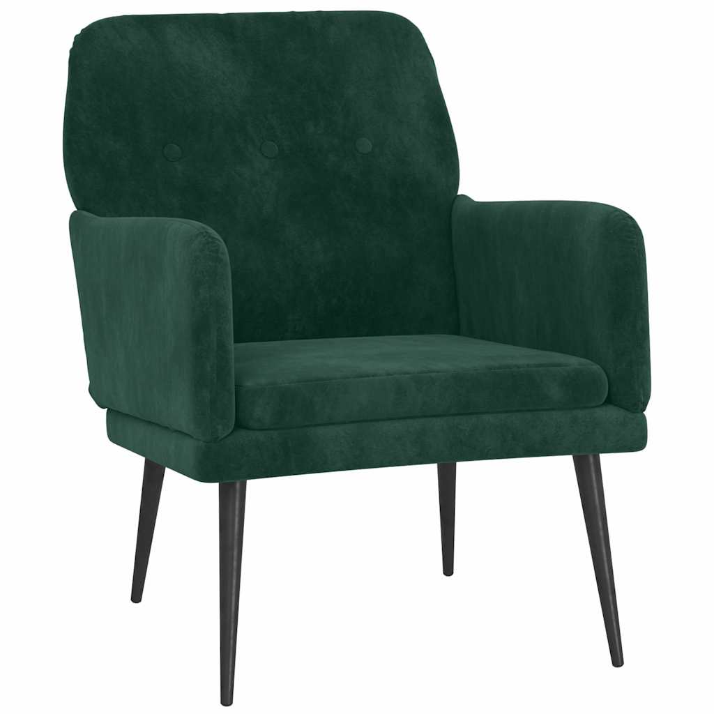 vidaXL Fotel, ciemnozielony, 62x79x79 cm, obity aksamitem