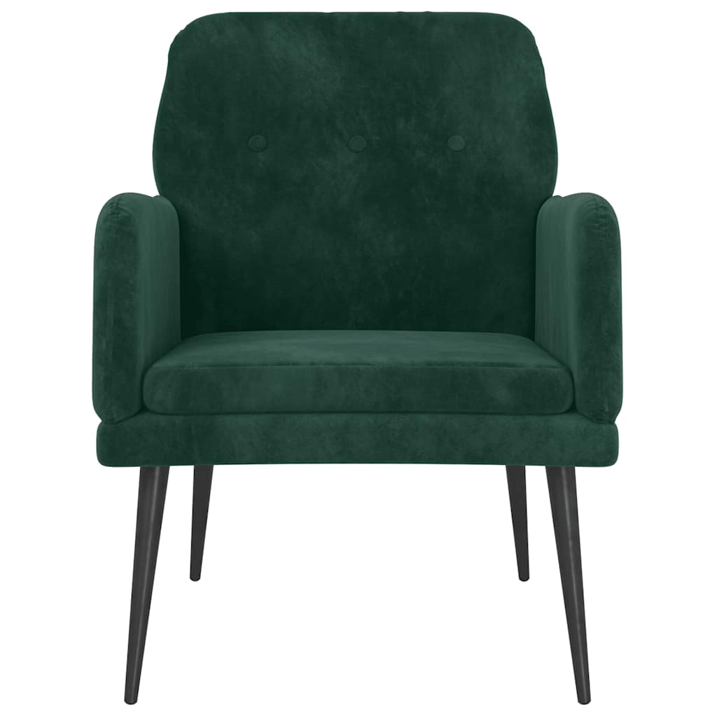 vidaXL Fotel, ciemnozielony, 62x79x79 cm, obity aksamitem
