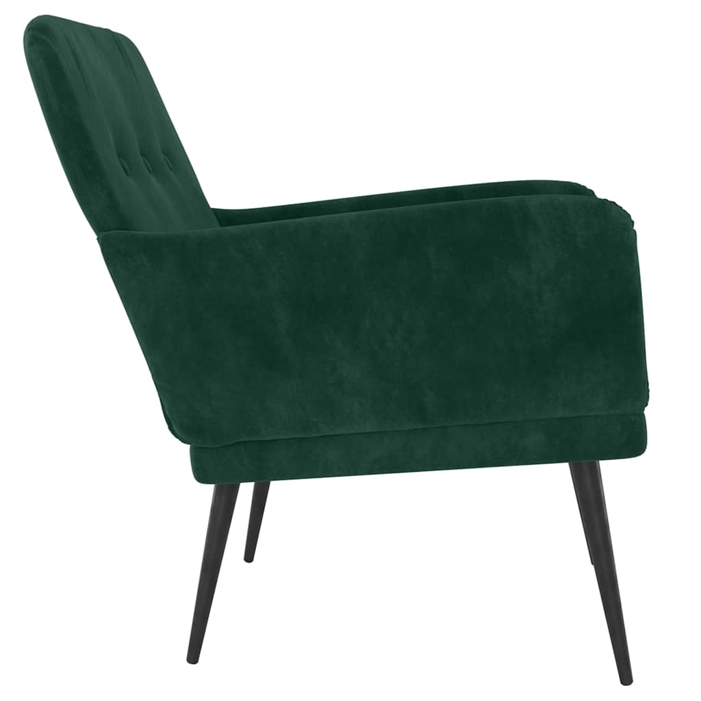 vidaXL Fotel, ciemnozielony, 62x79x79 cm, obity aksamitem