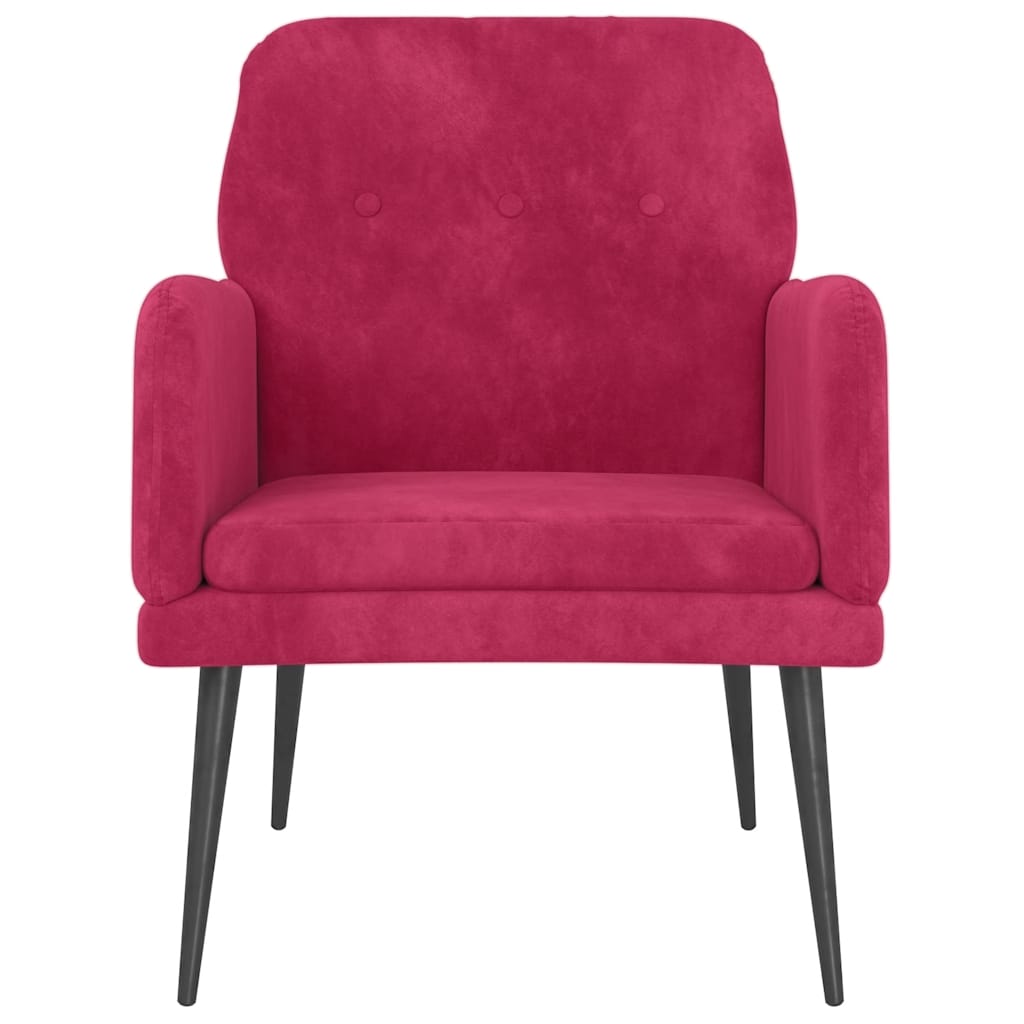 vidaXL Fotel, winna czerwień, 62x79x79 cm, obity aksamitem