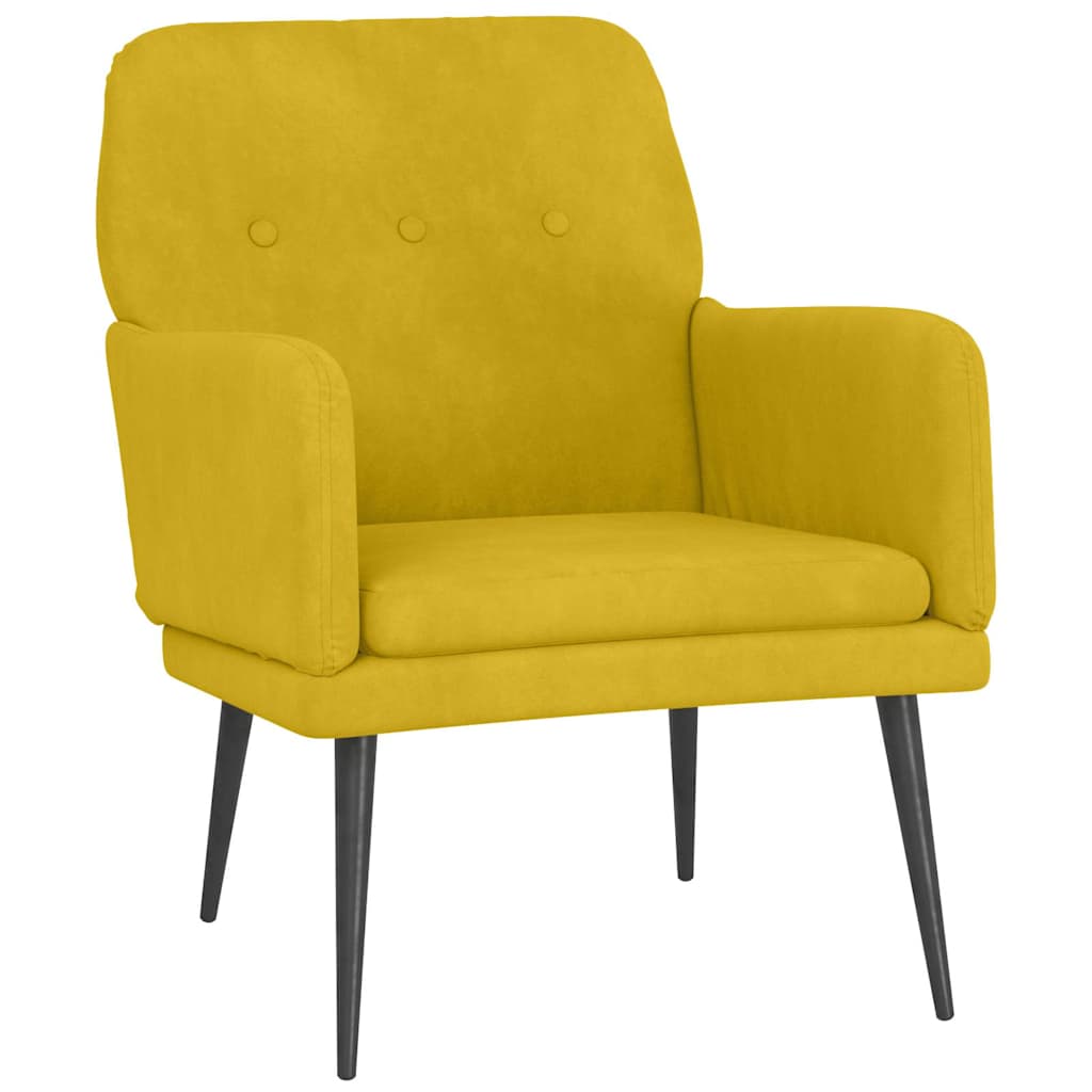vidaXL Fotel, żółty, 62x79x79 cm, obity aksamitem