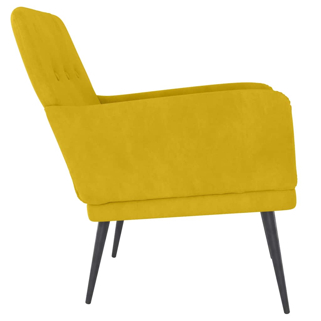 vidaXL Fotel, żółty, 62x79x79 cm, obity aksamitem