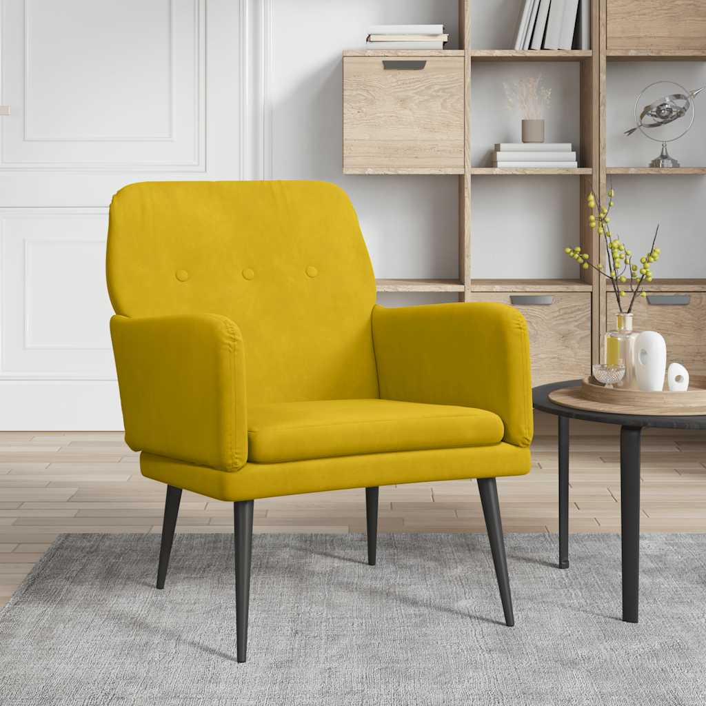 vidaXL Fotel, żółty, 62x79x79 cm, obity aksamitem