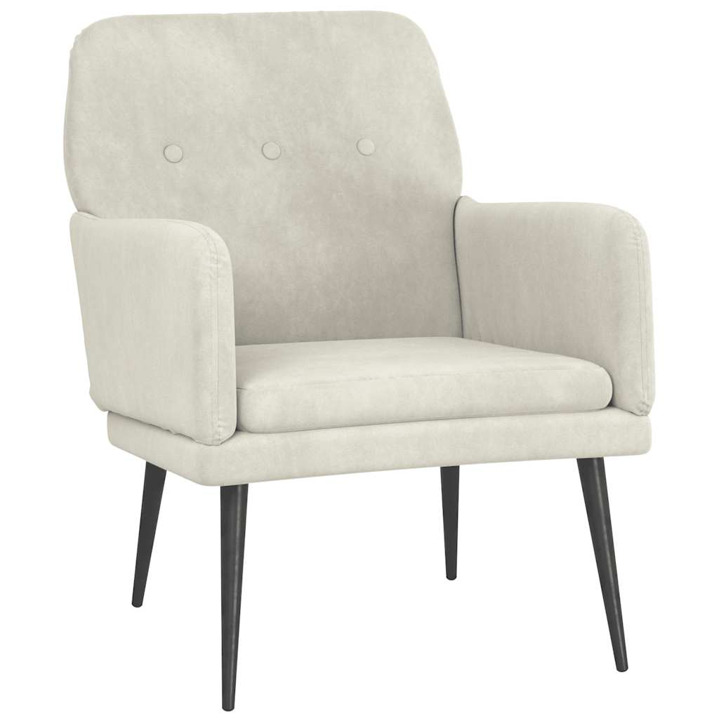 vidaXL Fotel, kremowy, 62x79x79 cm, obity aksamitem