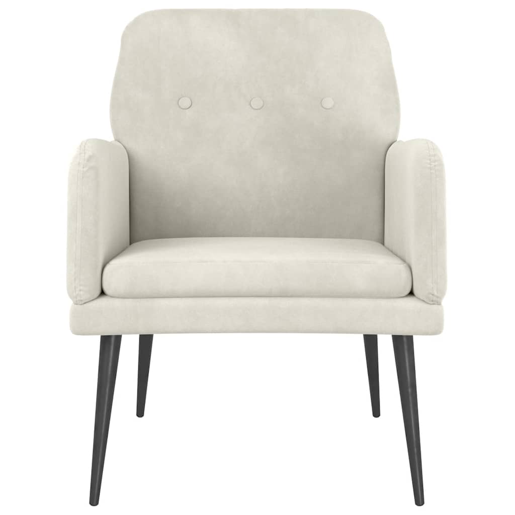 vidaXL Fotel, kremowy, 62x79x79 cm, obity aksamitem