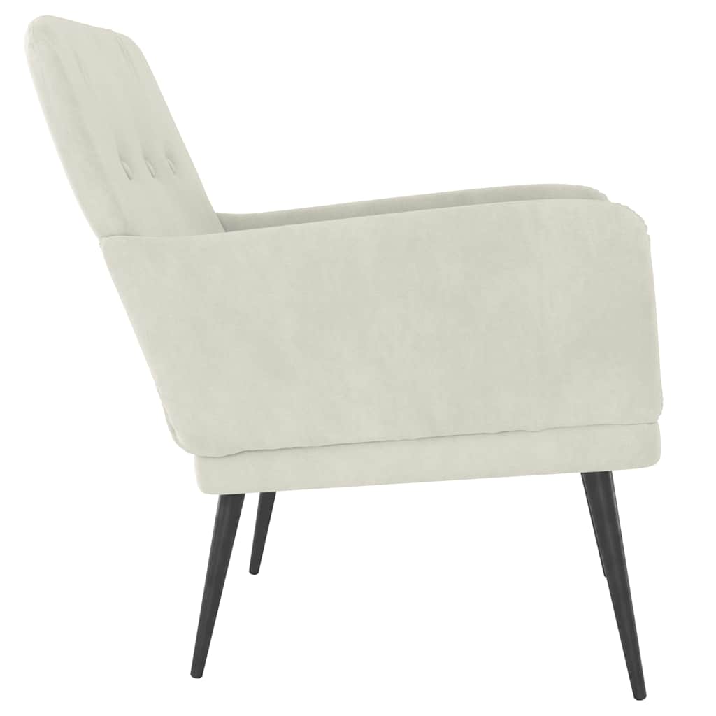 vidaXL Fotel, kremowy, 62x79x79 cm, obity aksamitem