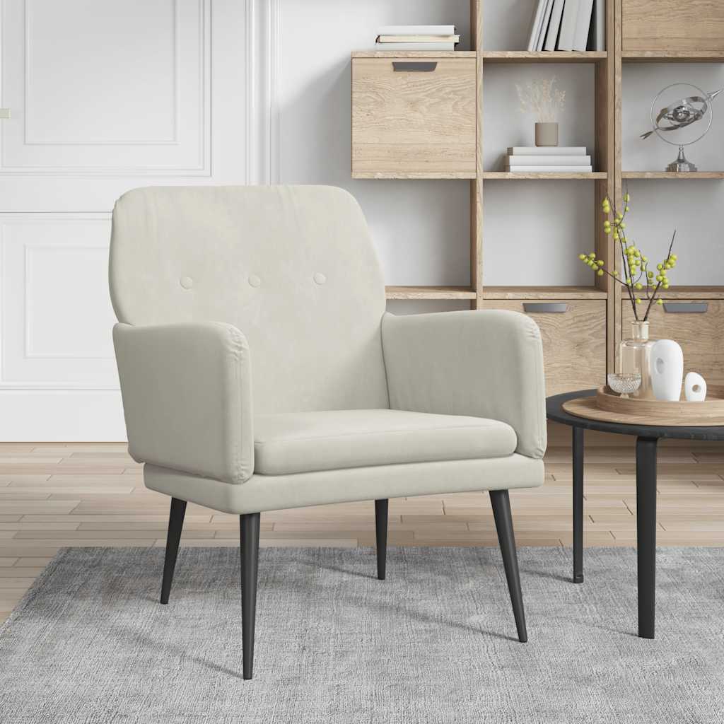 vidaXL Fotel, kremowy, 62x79x79 cm, obity aksamitem
