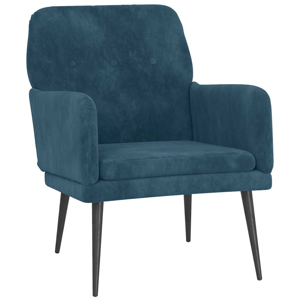 vidaXL Fotel, niebieski, 62x79x79 cm, obity aksamitem