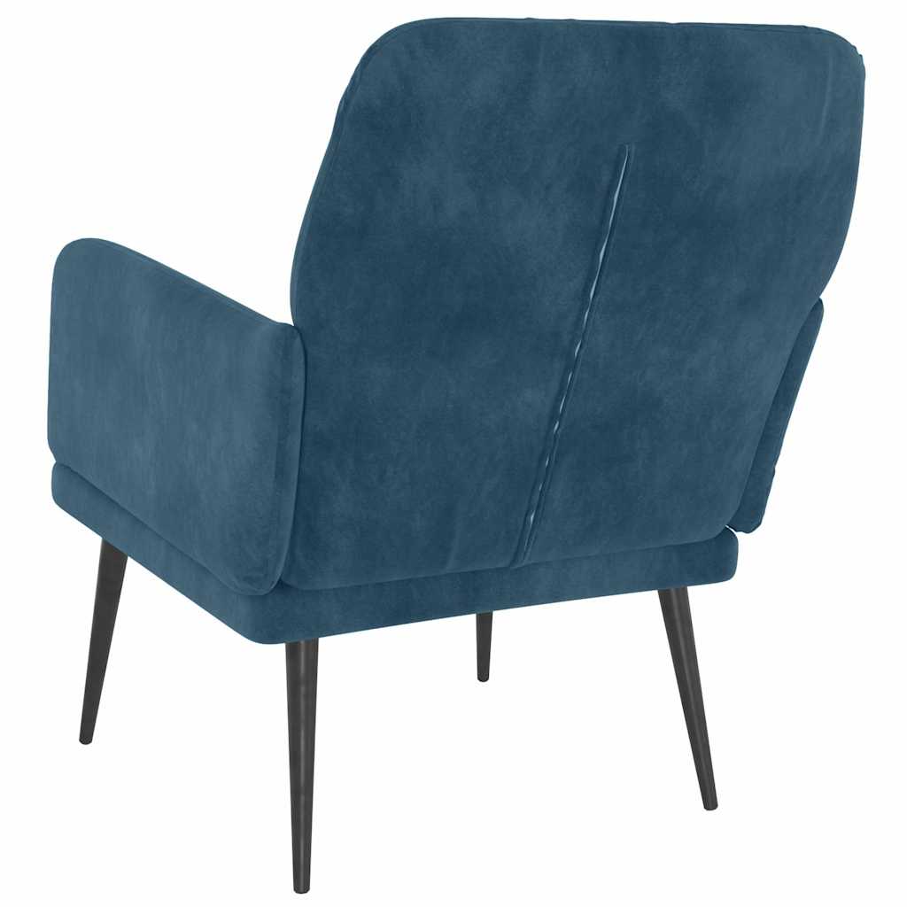 vidaXL Fotel, niebieski, 62x79x79 cm, obity aksamitem
