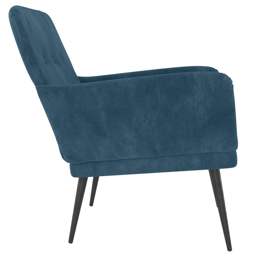 vidaXL Fotel, niebieski, 62x79x79 cm, obity aksamitem