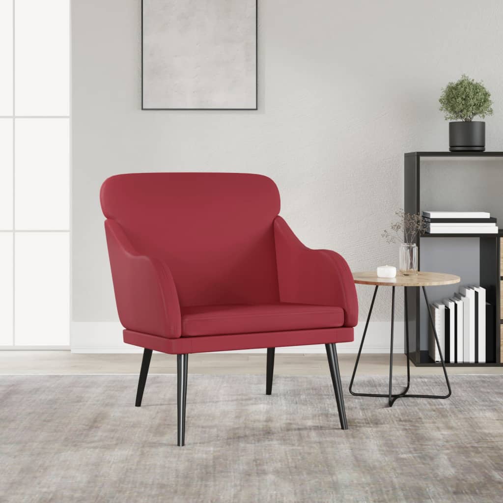 vidaXL Fotel, winna czerwień, 63x76x80 cm, obity sztuczną skórą