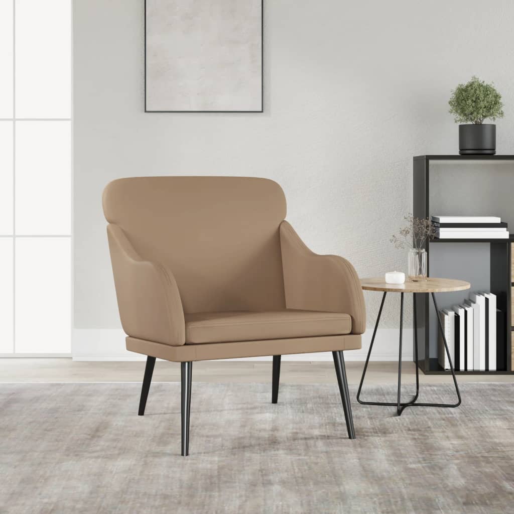 vidaXL Fotel, cappuccino, 63x76x80 cm, obity sztuczną skórą
