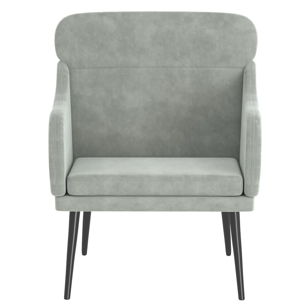 vidaXL Fotel, jasnoszary, 63x76x80 cm, obity aksamitem