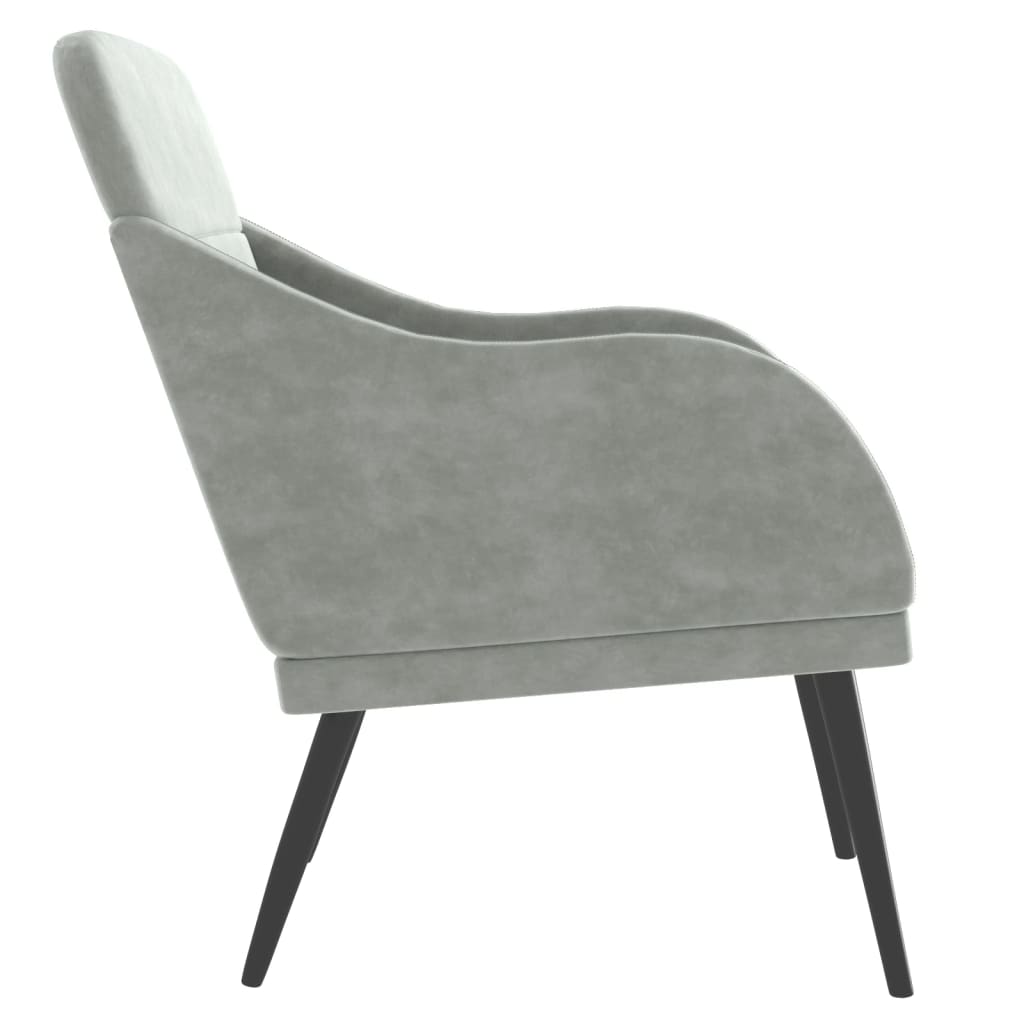 vidaXL Fotel, jasnoszary, 63x76x80 cm, obity aksamitem