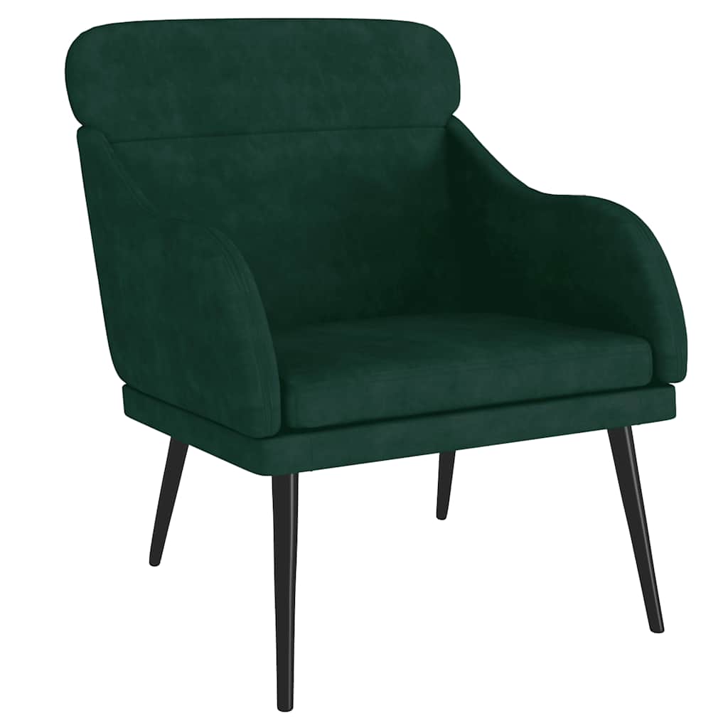 vidaXL Fotel, ciemnozielony, 63x76x80 cm, obity aksamitem