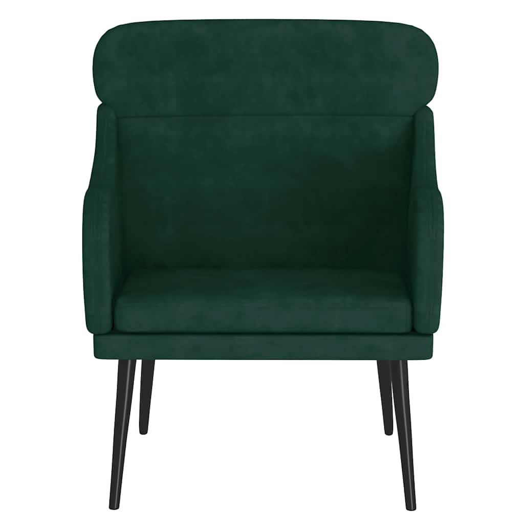 vidaXL Fotel, ciemnozielony, 63x76x80 cm, obity aksamitem