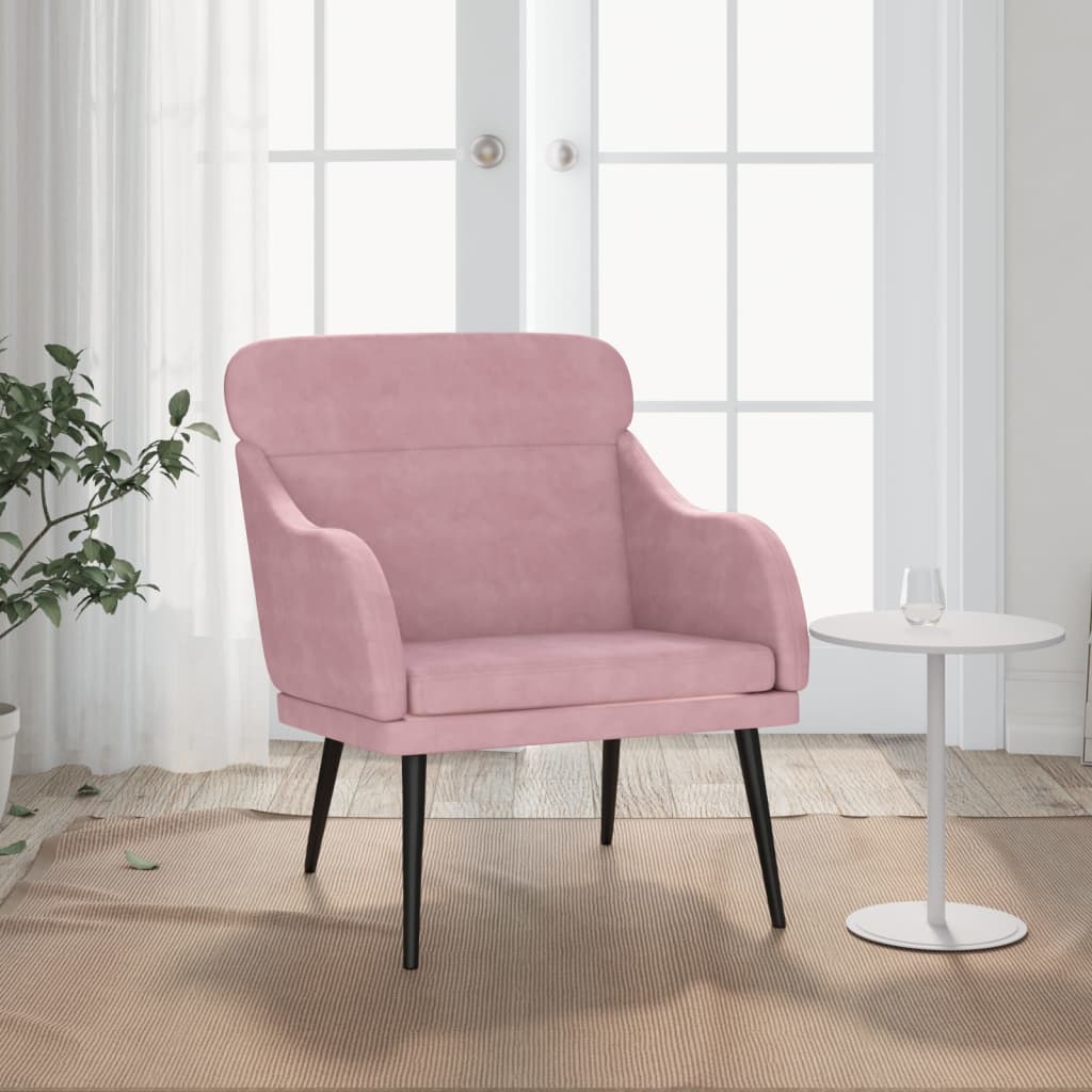 vidaXL Fotel, różowy, 63x76x80 cm, obity aksamitem