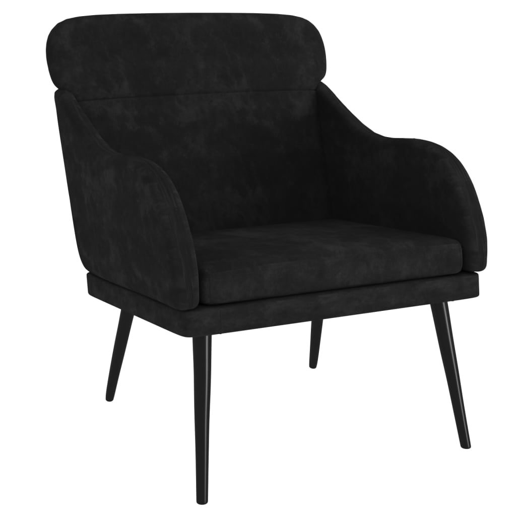 vidaXL Fotel, czarny, 63x76x80 cm, obity aksamitem