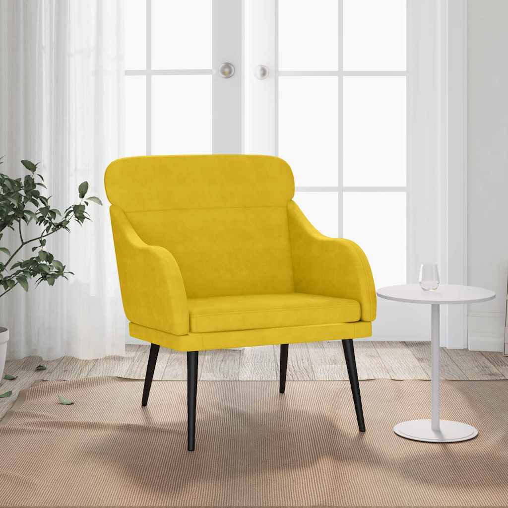 vidaXL Fotel, żółty, 63x76x80 cm, obity aksamitem
