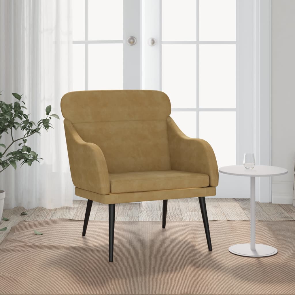 vidaXL Fotel, brązowy, 63x76x80 cm, obity aksamitem