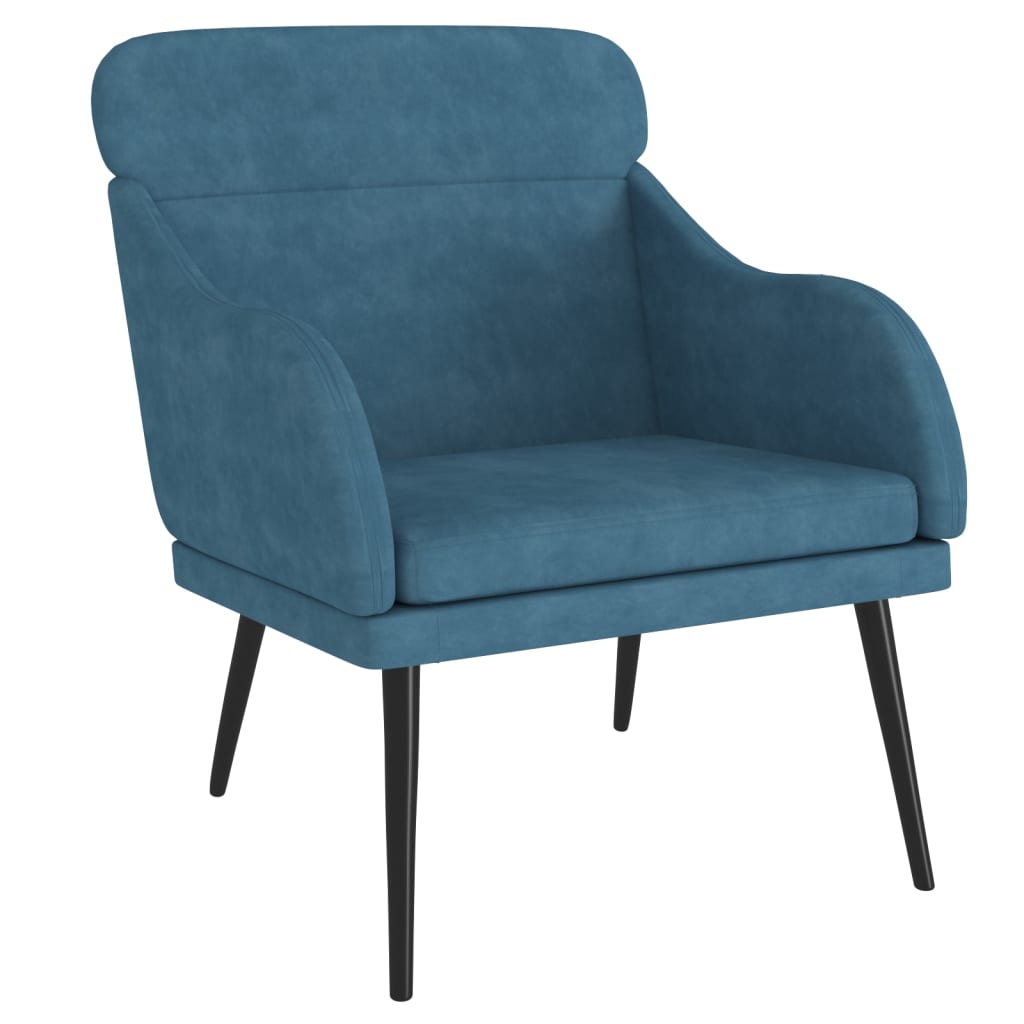 vidaXL Fotel, niebieski, 63x76x80 cm, obity aksamitem