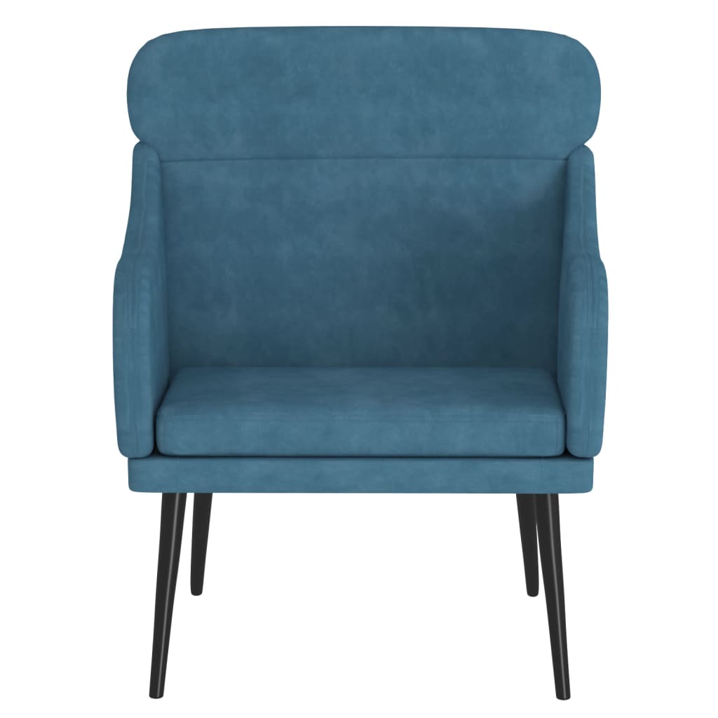 vidaXL Fotel, niebieski, 63x76x80 cm, obity aksamitem