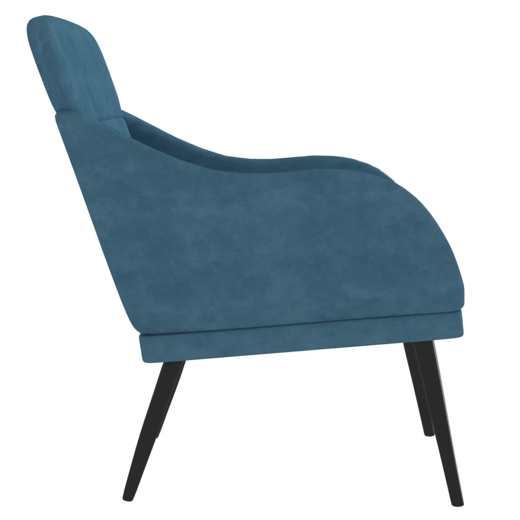 vidaXL Fotel, niebieski, 63x76x80 cm, obity aksamitem