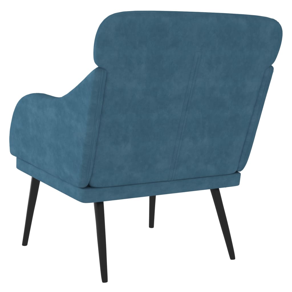 vidaXL Fotel, niebieski, 63x76x80 cm, obity aksamitem