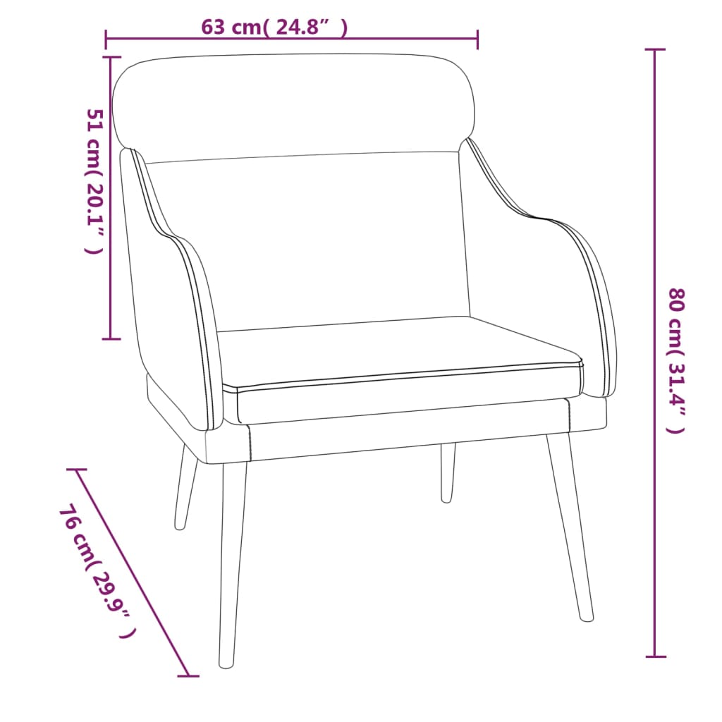 vidaXL Fotel, niebieski, 63x76x80 cm, obity aksamitem