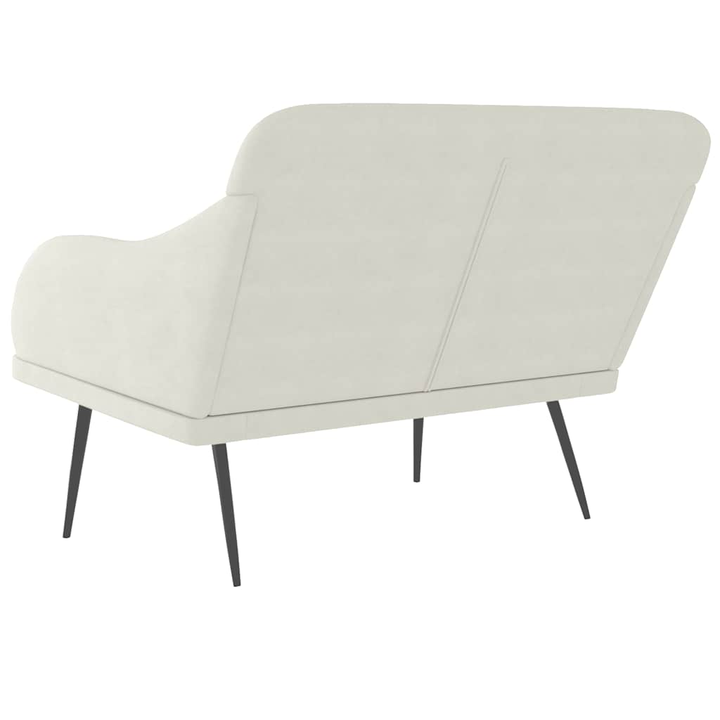 vidaXL Ławka, kremowa, 110x76x80 cm, obita aksamitem