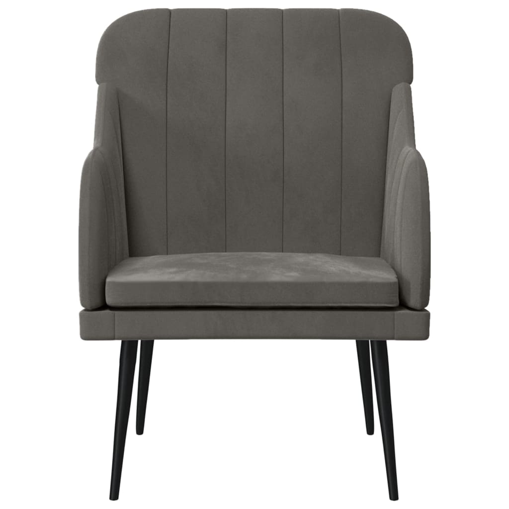 vidaXL Fotel, ciemnoszary, 63x76x80 cm, obity aksamitem