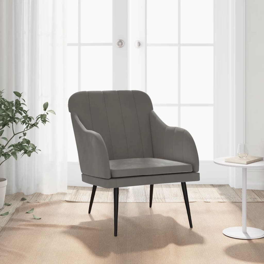 vidaXL Fotel, ciemnoszary, 63x76x80 cm, obity aksamitem