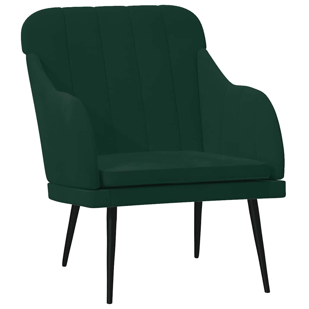 vidaXL Fotel, ciemnozielony, 63x76x80 cm, obity aksamitem