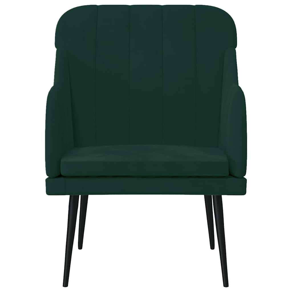 vidaXL Fotel, ciemnozielony, 63x76x80 cm, obity aksamitem