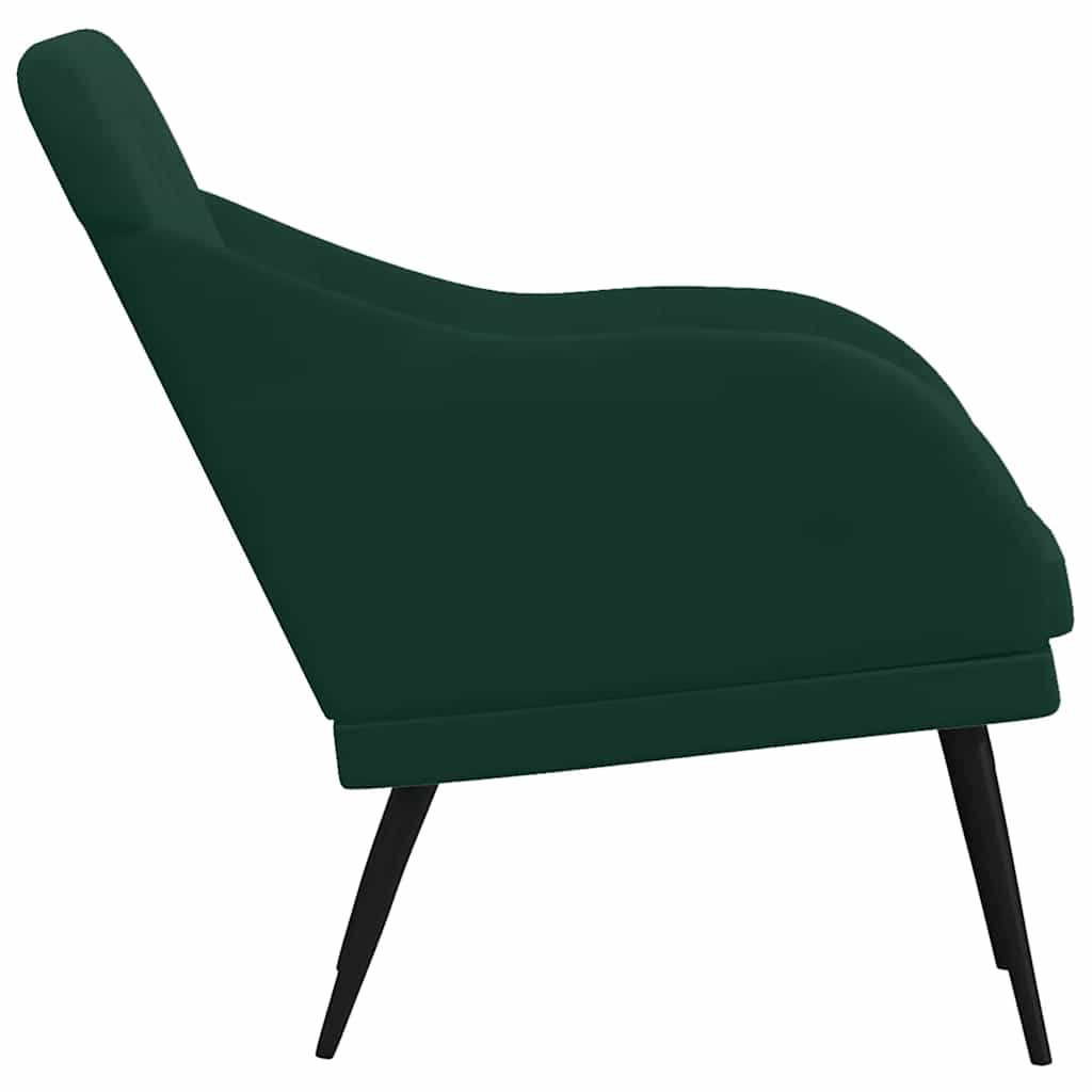 vidaXL Fotel, ciemnozielony, 63x76x80 cm, obity aksamitem