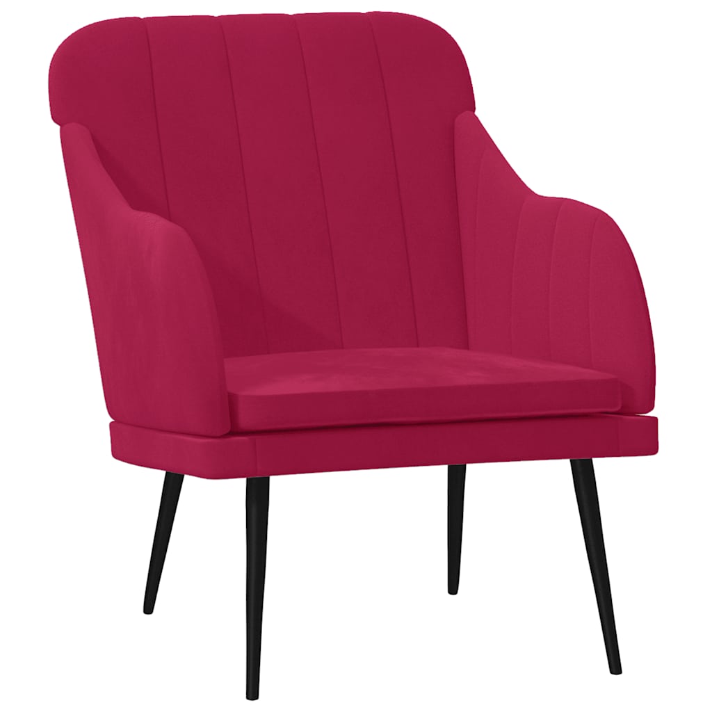 vidaXL Fotel, winna czerwień, 63x76x80 cm, obity aksamitem