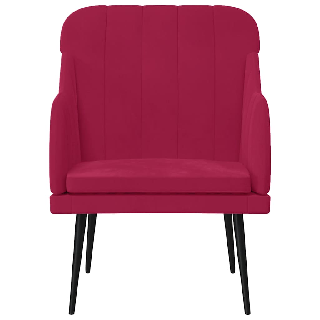 vidaXL Fotel, winna czerwień, 63x76x80 cm, obity aksamitem