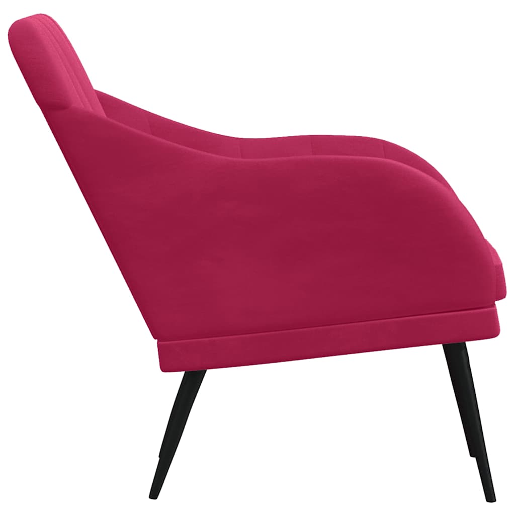 vidaXL Fotel, winna czerwień, 63x76x80 cm, obity aksamitem