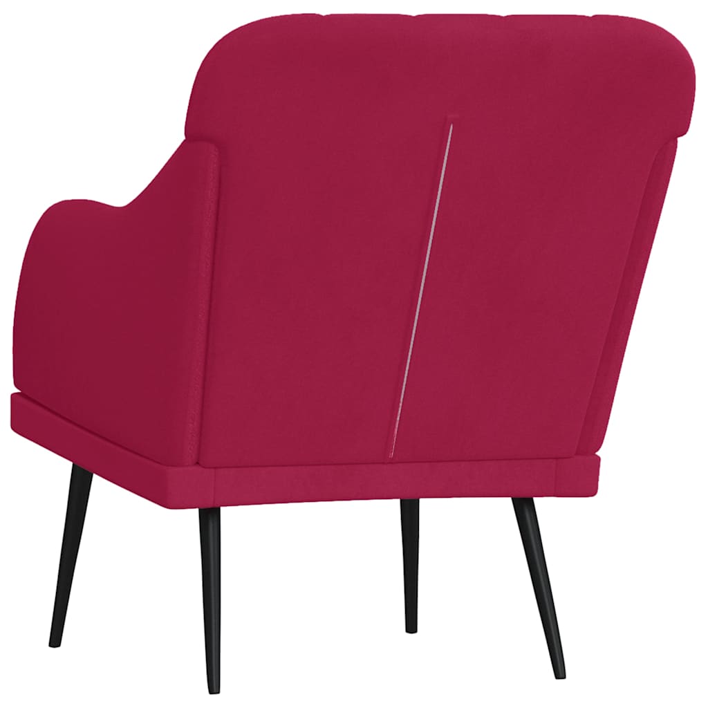 vidaXL Fotel, winna czerwień, 63x76x80 cm, obity aksamitem