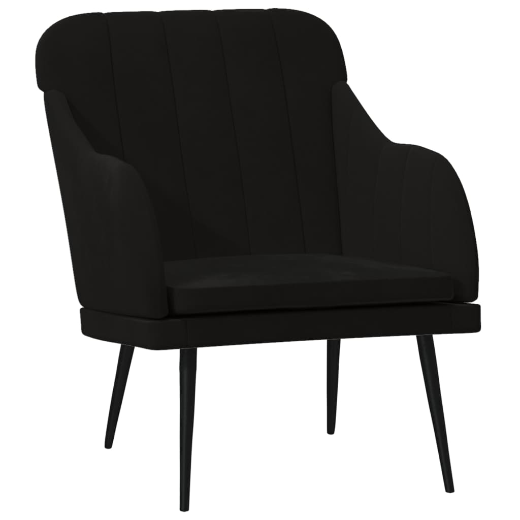 vidaXL Fotel, czarny, 63x76x80 cm, obity aksamitem