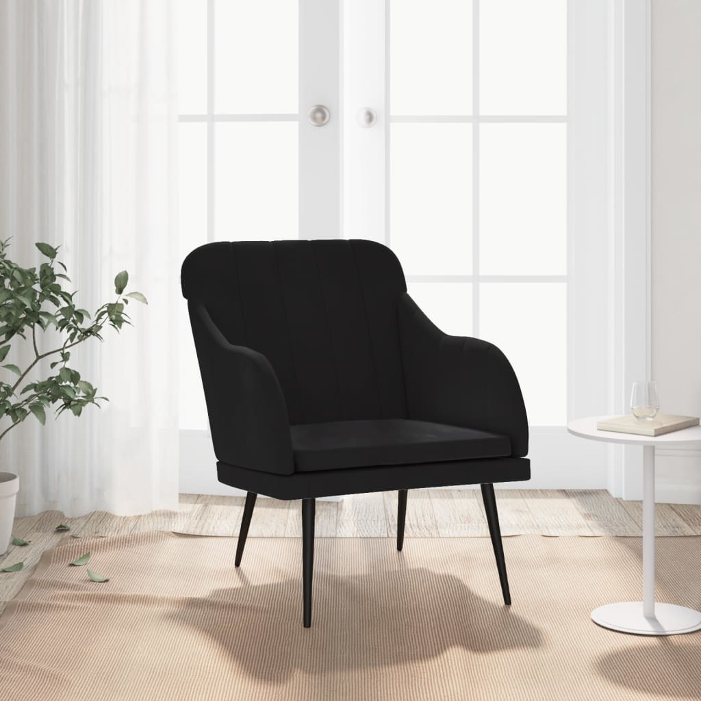 vidaXL Fotel, czarny, 63x76x80 cm, obity aksamitem