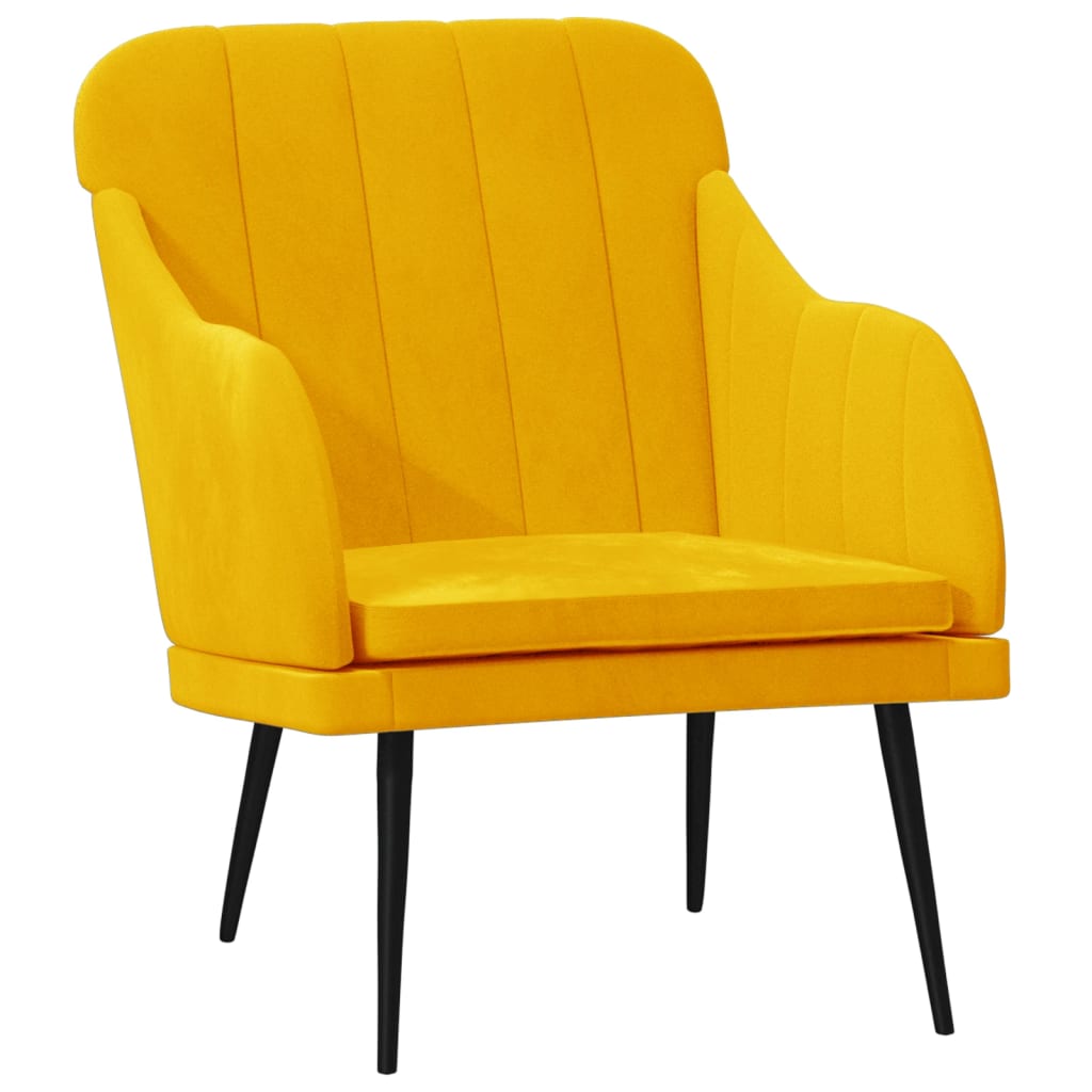 vidaXL Fotel, żółty, 63x76x80 cm, obity aksamitem
