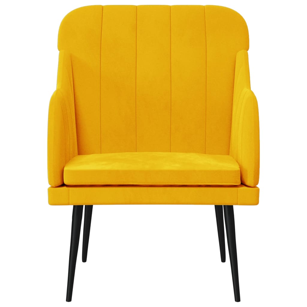 vidaXL Fotel, żółty, 63x76x80 cm, obity aksamitem