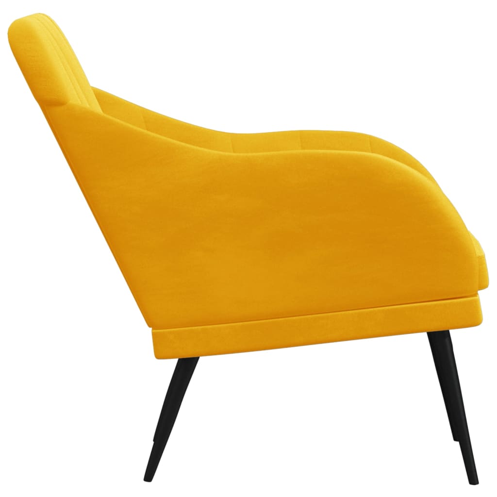 vidaXL Fotel, żółty, 63x76x80 cm, obity aksamitem